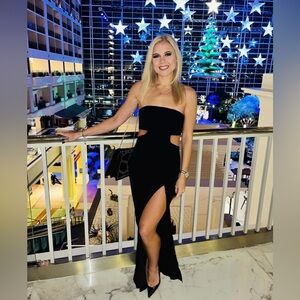 Revolve Superdown Black Maxi Strapless Dress with Cut Outs